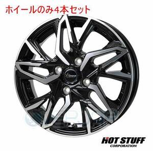 4本セット HOT STUFF Chronus CH-112 メタリックブラックポリッシュ (MB/P) 14インチ 4.5J 100/4 45 タントカスタム LA600S