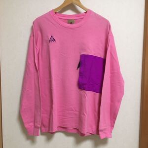 送料込 NIKE ACG LONG SLEEVE POCKET TEE Sサイズ サイズ大きめ PINK 美中古 ナイキ 長袖 ロンT Tシャツ ピンク メンズ アメカジ 古着