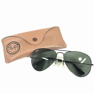 【レイバン】本物 Ray-Ban サングラス B&L ボシュロム アビエーター カーキグレー色系×黒色系 メンズ レディース USA製 ケース 送料520円