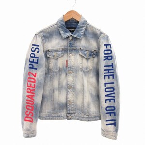 ディースクエアード DSQUARED2 20SS PEPSI DENIM JACKET ペプシ デニムジャケット Gジャン 3rd型 プリント ヴィンテージ加工 46 S-M