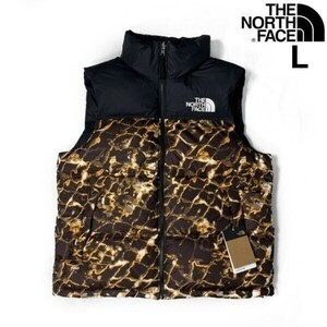 1円～!売切!【正規新品】THE NORTH FACE◆1996 RETRO NUPTSE VEST ダウンベスト ヌプシ US限定 2023最新 700フィル(L)茶 総柄 190122-115