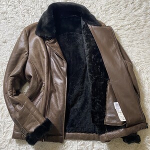 極上のやわらかムートン!!!【OLIVIERI/オリヴィエリ】Shearling イタリア製 フライトジャケット ボア B-3 羊革 コート 48/XL相当