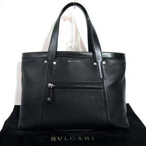 ◆超美品◆BVLGARI ブルガリ*本革/シボレザー*オクト*トートバッグ*A4収納/肩掛け可*ロゴ金具*メンズ*ビジネス*黒*保存袋付き*イタリア製