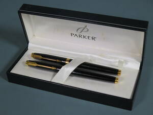 【筆記未確認】万年筆③ PARKER 2本セット 11L/111A ブラック×ゴールド ペン先 585 14K X 箱付き★パーカー 黒×金 フランス製