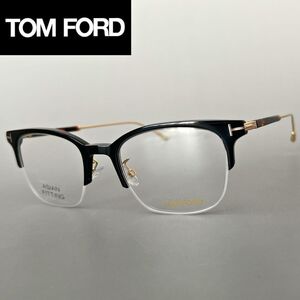 トムフォード メガネ アジアンフィット メンズ レディース TOM FORD ハーフリム 【新品】 ブラック ゴールド 黒 金 べっこう柄 サーモント