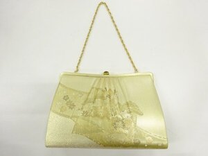 147011# 【1円～】御所車に松・菊模様織出し和装バッグ