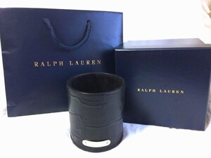 新品未使用/超希少【最高位PURPLE LABELのステーショナリー】ラルフローレン 本物を知る大人にオススメするペン立て/クロコ型押しレザーRRL