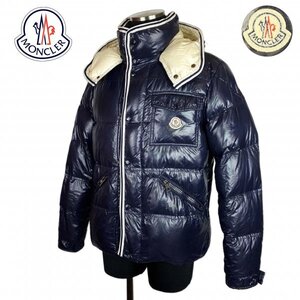 ★美品★ MONCLER BRANSON モンクレール ブランソン フード付き ダウンジャケット ネイビー 3 XLサイズ ルーマニア製 クリーニング済み