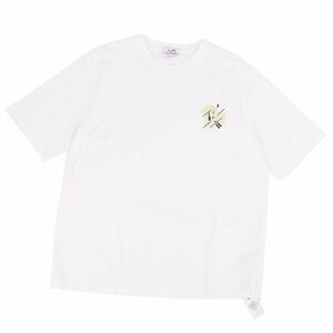 未使用 エルメス HERMES Tシャツ カットソー 23SS 半袖 ショートスリーブ レザーパッチ トップス メンズ XL ホワイト cf04dm-rm10c14789