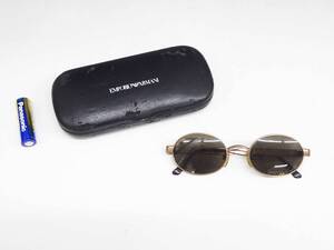 ◆(NS) EMPORIO ARMANI エンポリオ アルマーニ サングラス オーバル ブラック メガネ 眼鏡 イタリア製 066-S 1053 135 ケース付 