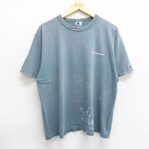 XL/古着 チャンピオン champion 半袖 ビンテージ Tシャツ メンズ 90s ワンポイントロゴ 大きいサイズ コットン クルーネック