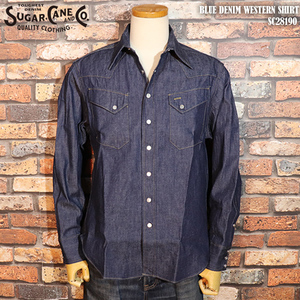 【XL】SUGAR CANE シュガーケーン BLUE DENIM WESTERN SHIRT ブルーデニムウェスタンシャツ SC28190　 東洋エンタープライズ　バイカー