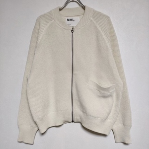 MHL. 595-3264500 VINTAGE DRY COTTON RIB コットン カーディガン ニット 23AW オフホワイト エムエイチエル 4-1028M 236952