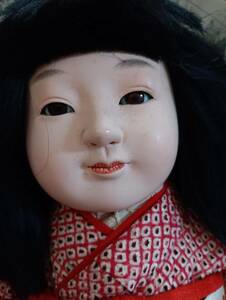 アンテイーク 市松人形 縮緬着物 奈良古民家からのうぶだし品 身長約50cm