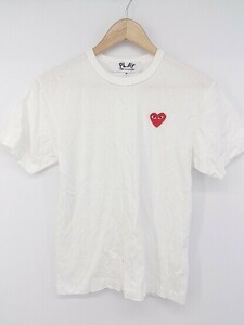 ◇ PLAY COMME des GARCONS AD2021/3 ハート ワンポイント 半袖 Tシャツ カットソー サイズ M ホワイト メンズ P