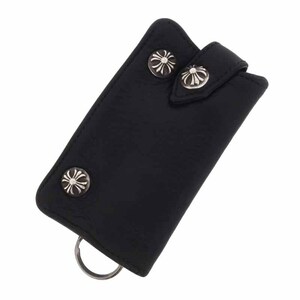 CHROME HEARTS KEY CASE クロスボール ボタン レザーキーケース ブラック/シルバー サイズ表記なし