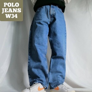 2000年代 POLO JEANS ポロジーンズ ラルフローレン デニムパンツ テーパードデニム ライトブルー メンズ W34 ヴィンテージ アメカジ