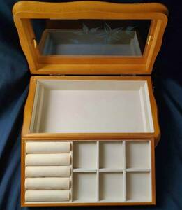 木製 ジュエリーケース 二段/コレクションケース ジュエリーボックス 宝石箱 ガラス 指輪 リング ケース ネックレス アクセサリー