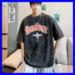 ★オーバーサイズ　ダークグレー　Tシャツ　ヒップホップ　ユニセックス　２ＸＬ