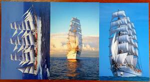 f23040815〇帆船写真 大型はがき 海王丸 ３枚 海の日 日本海事広報協会 平成年間〇和本古書古文書