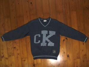 ☆カルバンクライン【ck Calvin Klein Jeans】コットン素材ニット セーター プルオーバー S 濃紺　ネイビー　