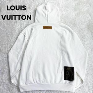 未使用級/XL◎LOUIS VUITTON インサイドアウト フーディ ヴァージル 反転ロゴ ロゴプレート パーカー フード ルイヴィトン メンズ LL 白