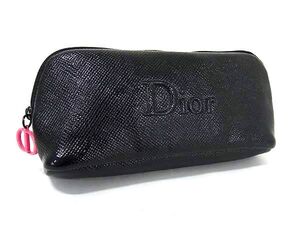 ■美品■ ChristianDior クリスチャンディオール レザー ポーチ マルチケース 小物入れ レディース ブラック系 DF8287