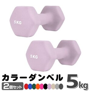 未使用 ダンベル 5kg 2個セットカラーダンベル 鉄アレイ ダンベル コンパクト おしゃれ かわいい カラフルダンベル エクササイズ 筋トレ