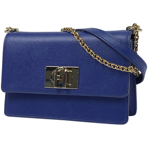 フルラ Furla ロゴ チェーン ショルダーバッグ BAFKACO ショルダーバッグ レザー ブルー レディース 【中古】