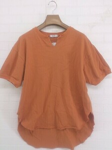 ◇ ap retro アプレトロ キーネック 半袖 Tシャツ カットソー サイズ F オレンジ レディース P