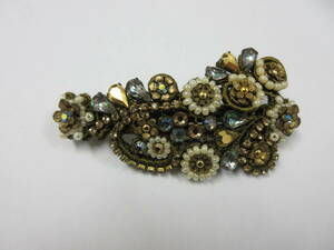 ★☆9775　Michal Negrin ミハエルネグリン ヘア バレッタ フラワーモチーフ ブラウン レディース アンティーク アクセサリー☆★