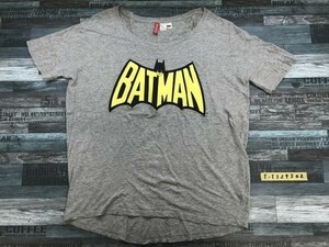 H&M エイチアンドエム メンズ BATMAN ビッグプリント 半袖Tシャツ M 杢グレー