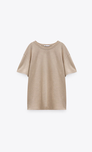 /[美品 ザラ ZARA リネンブレンド Ｔシャツ 2790円 ブルー トップス 洗濯済み 匿名発送]