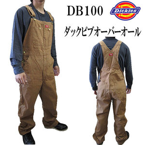 新品 ◆ディッキーズ ◆W38インチ x 股下32インチ ◆Dickies ◆DB100 ◆ダック オーバーオール リンスドブラウン 作業着 ワークウェア