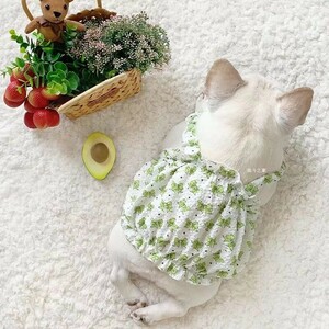 【最終価格！】中型犬用Lサイズ◆【ラスト1枚】犬服 バルーンスカート かぼちゃパンツ キャミソール りぼん柄 ドッグ ペット 春 夏 秋