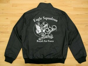 R.A.F. Eagle Squadron 黒 スイングトップ 白 3XL フライトジャケット ma-1ミリタリー イギリス空軍 イーグル飛行中隊 U.S. AIR FORCE