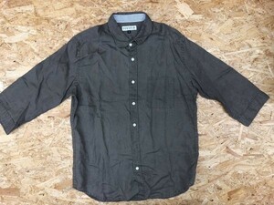 KLEIN PLUS HOMME クランプリュスオム サイズ46 メンズ シャツ 半端袖 無地 胸ポケット付き レギュラーカラー ベージュ・カーキ系