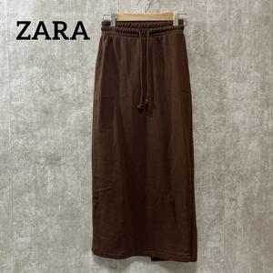 ZARA ザラ　スウェットスカート　コットン　80089348-4　レディース　古着　中古　used　ブラウン　Sサイズ　コットンポリ　履きやすい