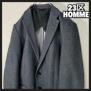 美品 23区 HOMME テーラード ジャケット デニム調 背抜き 2B 高級感