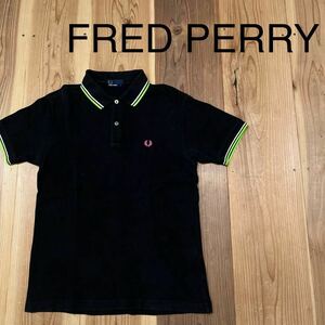 FRED PERRY フレッドペリー ポロシャツ 半袖 リブライン 刺繍ロゴ ピンク グリーン 日本製 サイズL 玉mc2795
