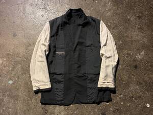 COMME des GARCONS HOMME PLUS AD19994 袖裏ストライプ ウールギャバ3Bジャケット バックポケット 90s コムデギャルソン PJ-10085S