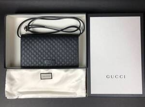 ★★【未使用品】グッチ GUCCI /長財布 /ショルダーバッグ /２way/マイクログッチシマ/黒/466507 BMJIG 1000