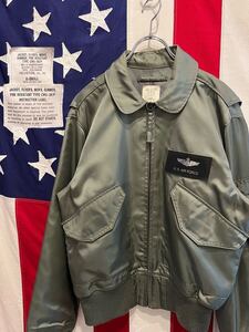 ★IDEALジッパー★HOUSTON★ヒューストン★U.S.AIR FORCE★CWU-36P★フライトジャケット★ミリタリー★ナイロン★カーキ★実寸Mサイズ相当