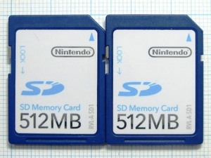 ★Nintendo ＳＤメモリーカード ５１２ＭＢ ２枚 中古★送料８５円・１８５円