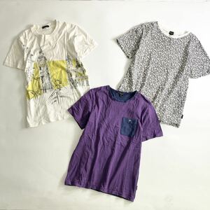 h6-5 Paul Smith ポールスミス 3点まとめ 3着 半袖Tシャツ トップス 総柄 プリント クルーネック Mサイズ メンズ 紳士服