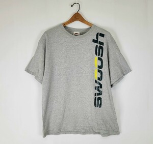 良好 97年製 nike プリントTシャツ M 作り大きめ 90s 90年代 ビンテージ ナイキ swoosh グレー カットソー