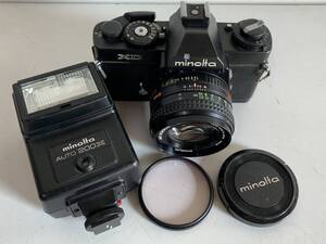 ⑯u968◆MINOLTA ミノルタ◆一眼レフ フィルムカメラ ボディ XD ブラック レンズ MD ROKKOR 50㎜ 1:1.4 Kenko MC SKYLIGHT 55㎜ AUTO 200X