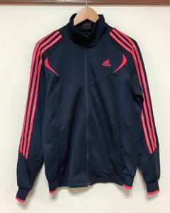 ね1472 adidas アディダス トラックジャケット トラックトップ ジャージジャケット L ネイビー climalite ロゴ刺繍 レディース