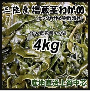 最終売り切り価格【塩蔵茎わかめ】大容量4kg 真空個分け 酢の物 炒め物に 三陸産 茎わかめ　残りわずか