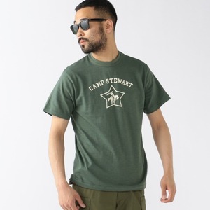 BEAMS PLUS別注 WAREHOUSE ウエアハウス 4601 プリントTシャツ (M) グリーン ビームスプラス CAMP STUWART